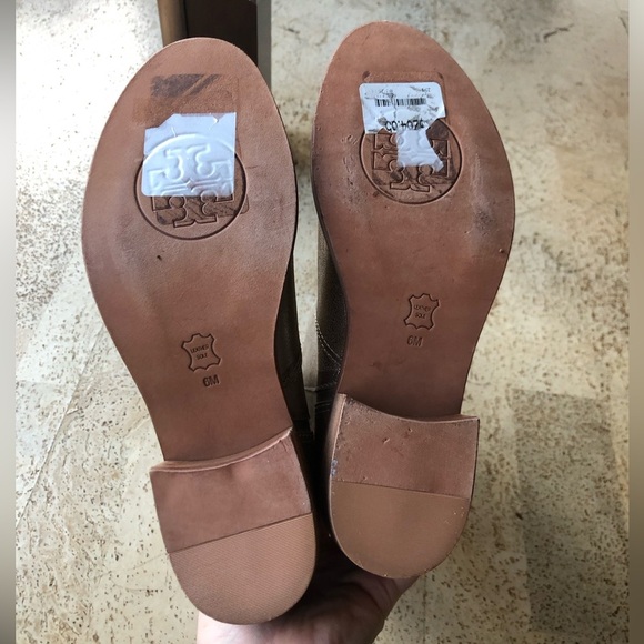 TORY BURCH Gold Metallic Leather HALLE Mid Combat Boots Size 6 - Picture 9 of 12